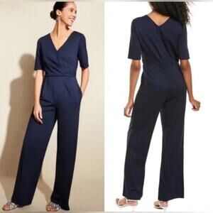 J. McLaughlin Nicole Jumpsuit Navy Blue Size Medium EUC